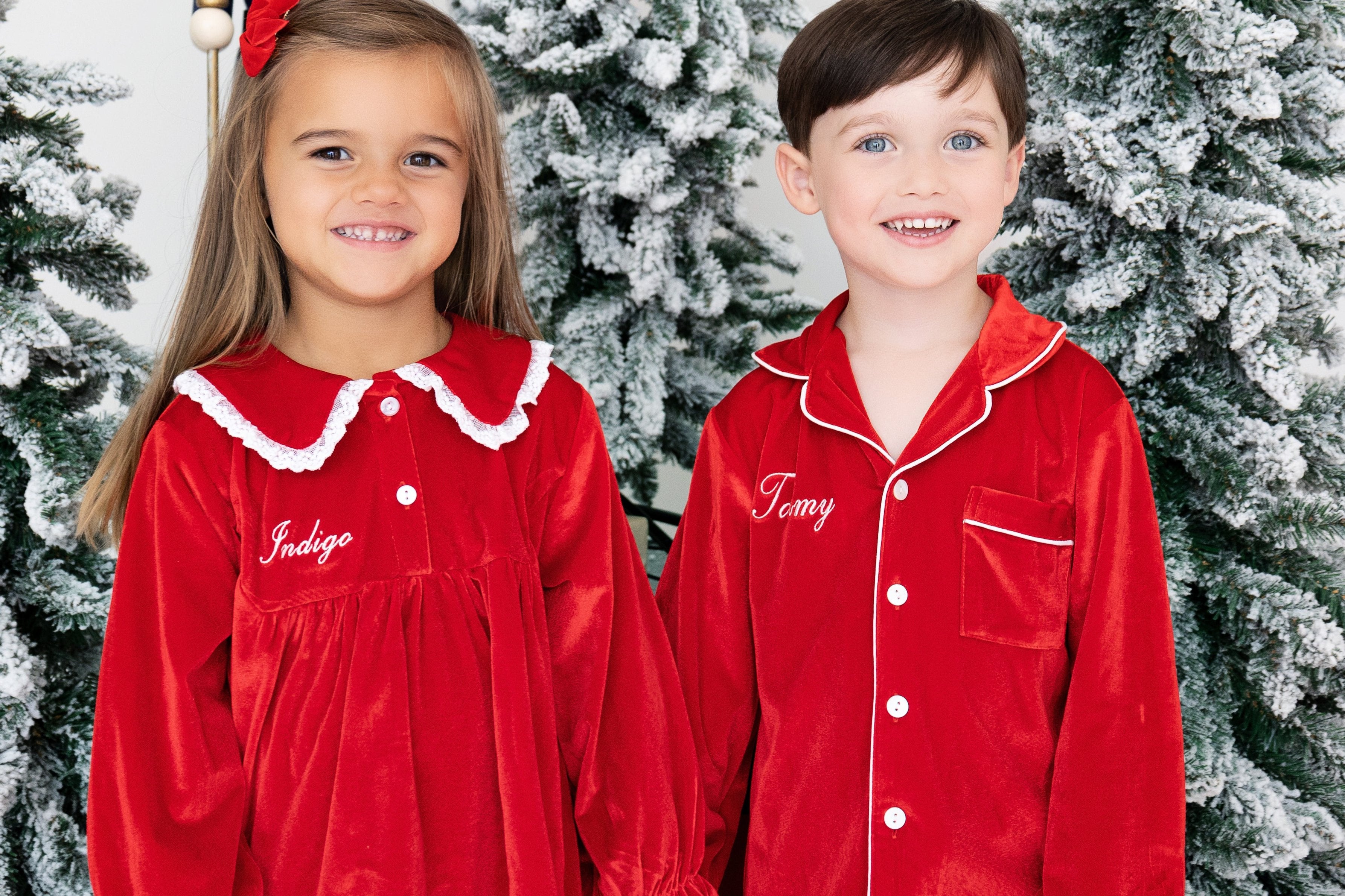 Boy's Red Velvet Christmas Pyjamas