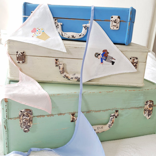 White Cotton Embroidered Bunting