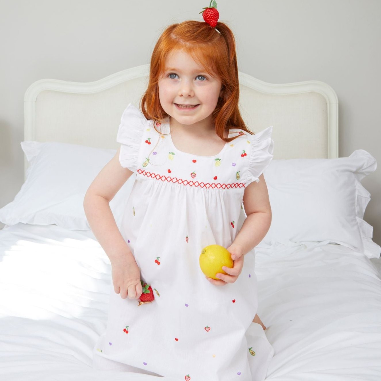 Girl's Cotton Embroidered Fruits Dress