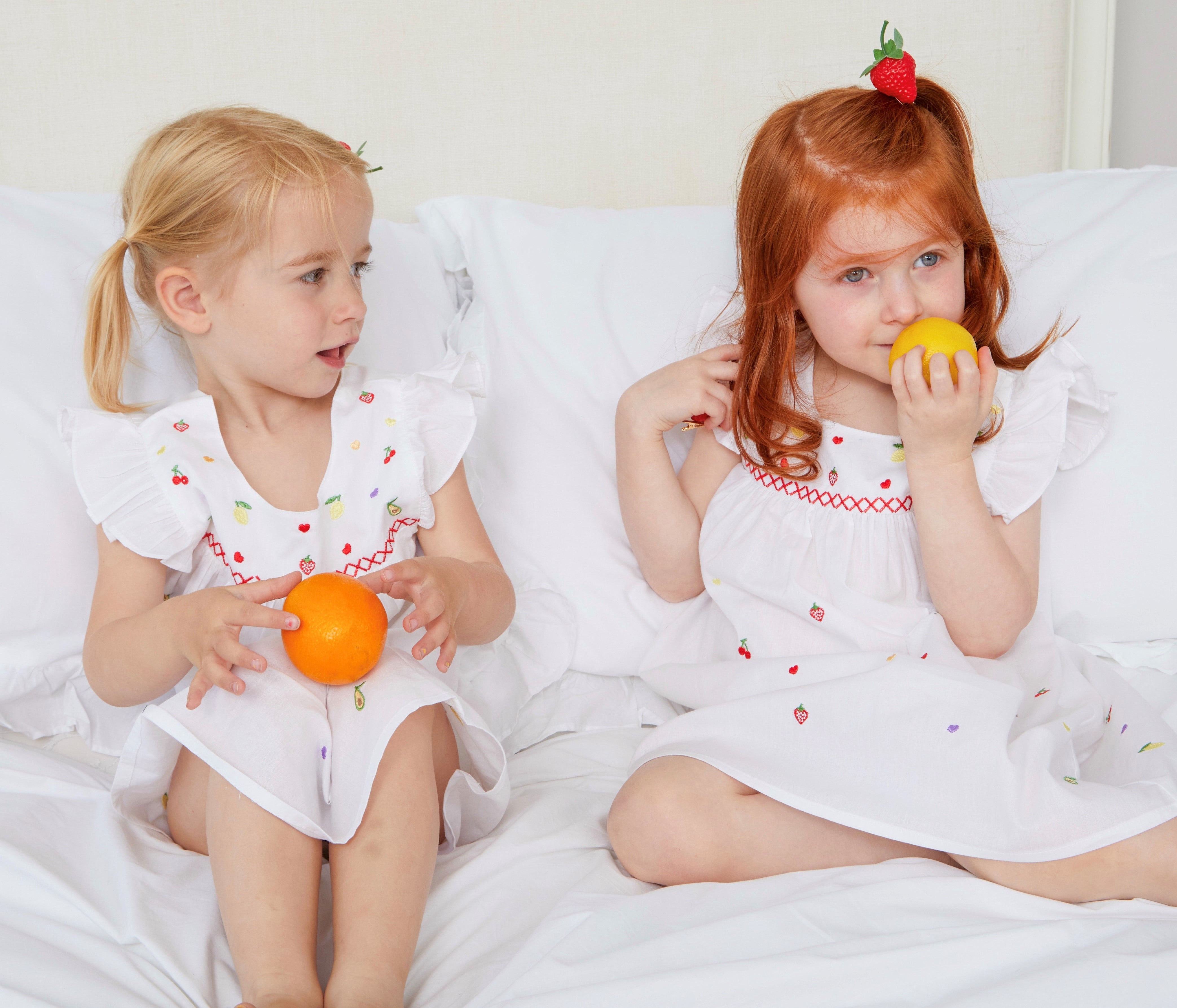 Girl's Cotton Embroidered Fruits Dress