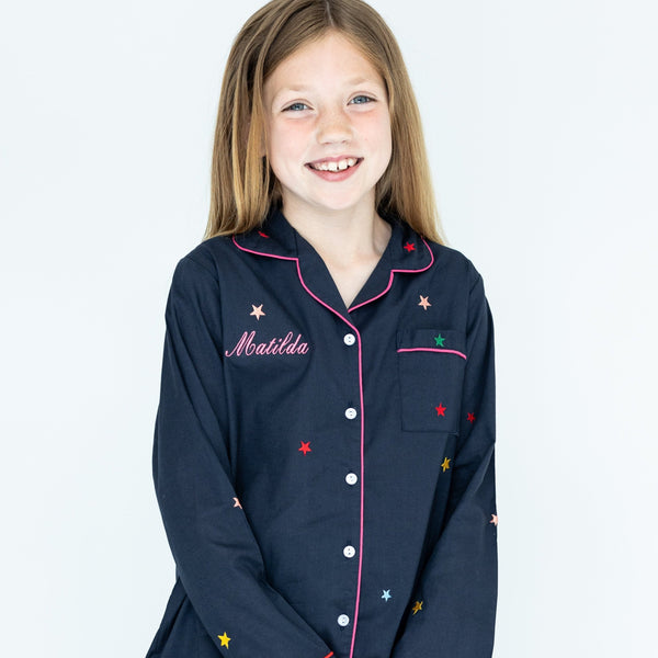 Girl's Navy Multicoloured Star Pyjamas
