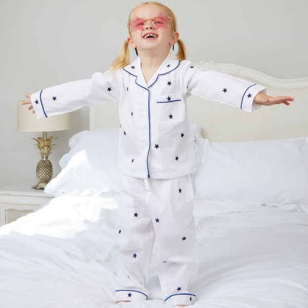 Girl's Cotton Navy Star Pyjamas