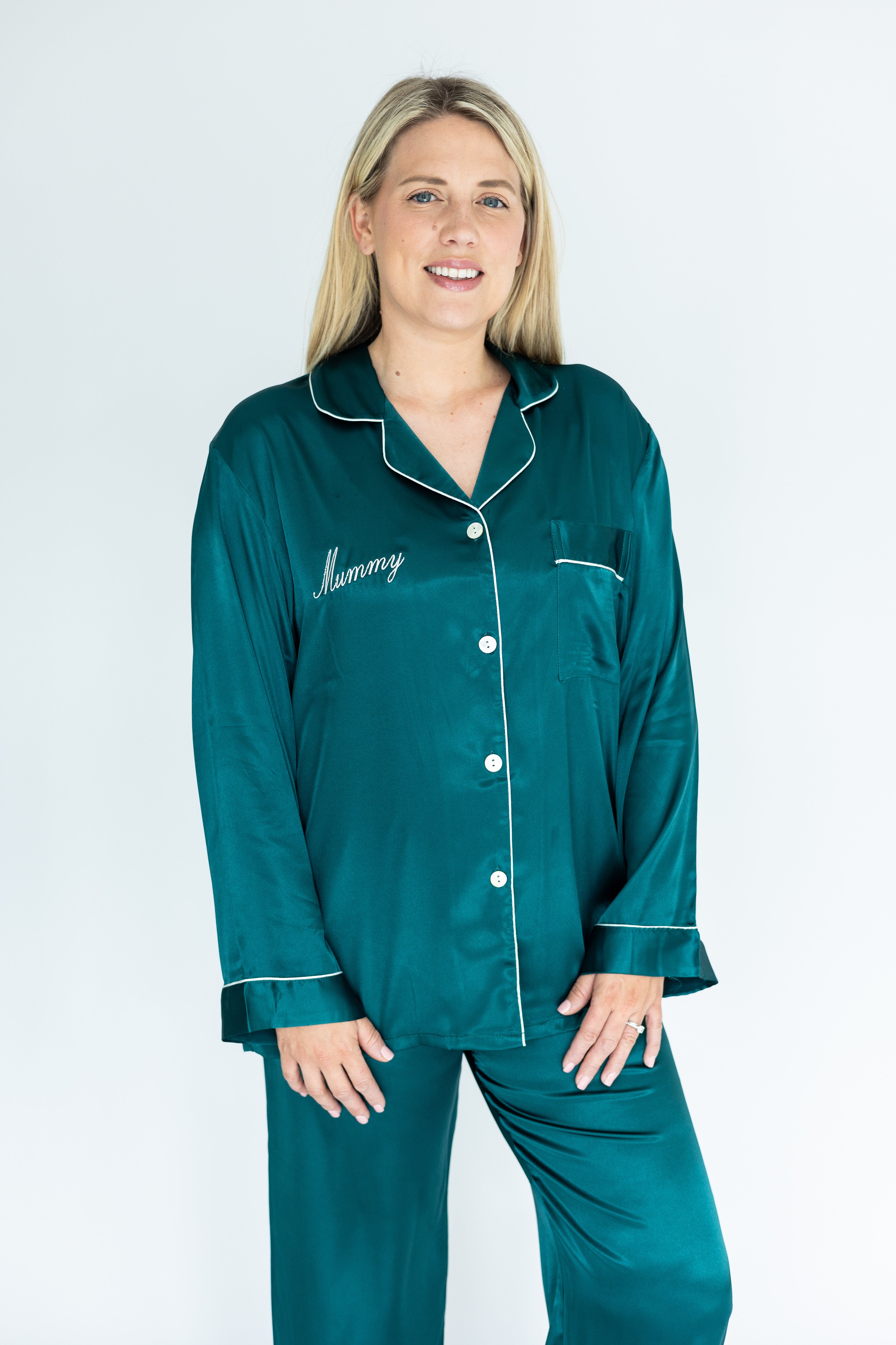 Women's Emerald Silky Satin Pyjamas