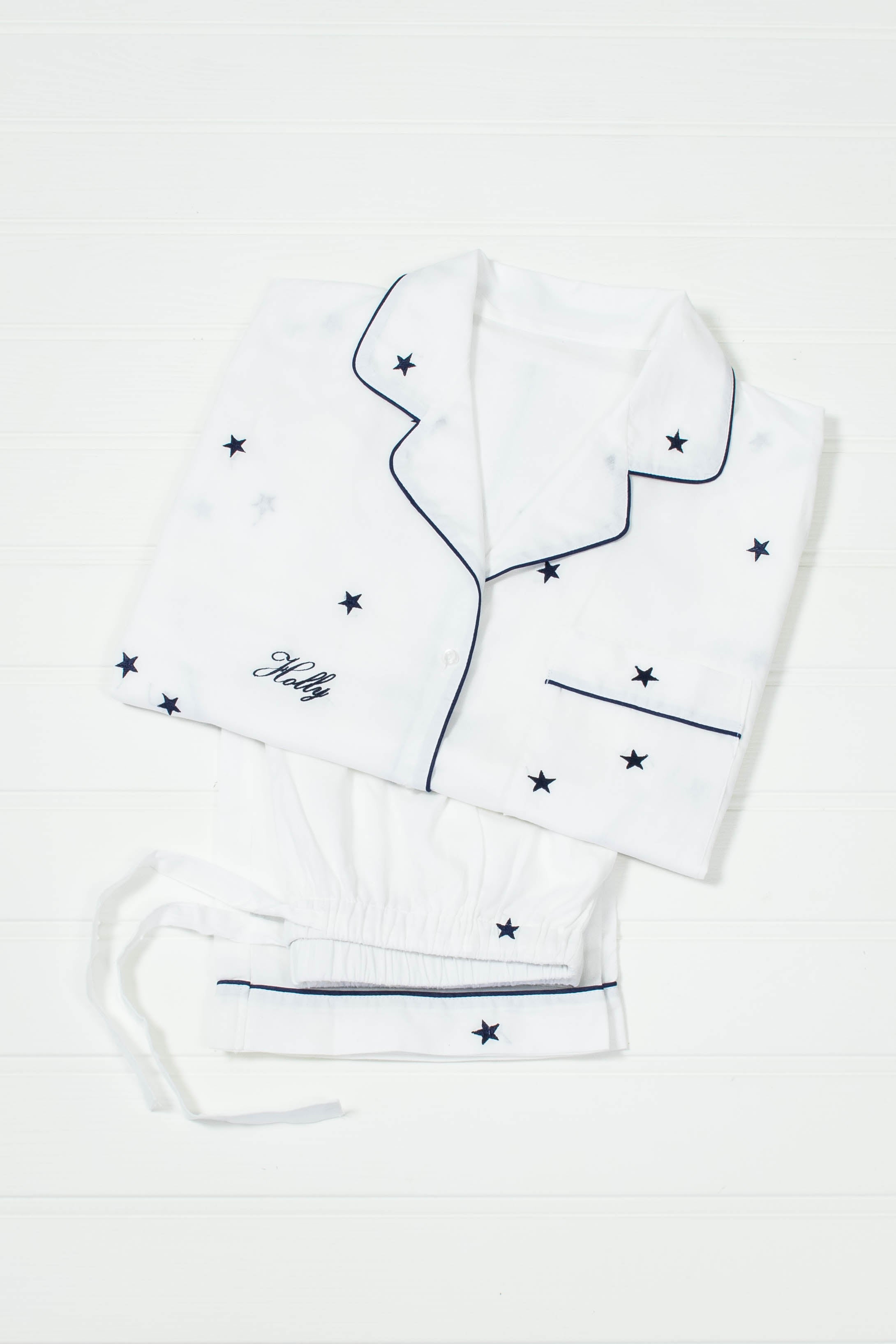 Women's Star Embroidered Cotton Pyjamas