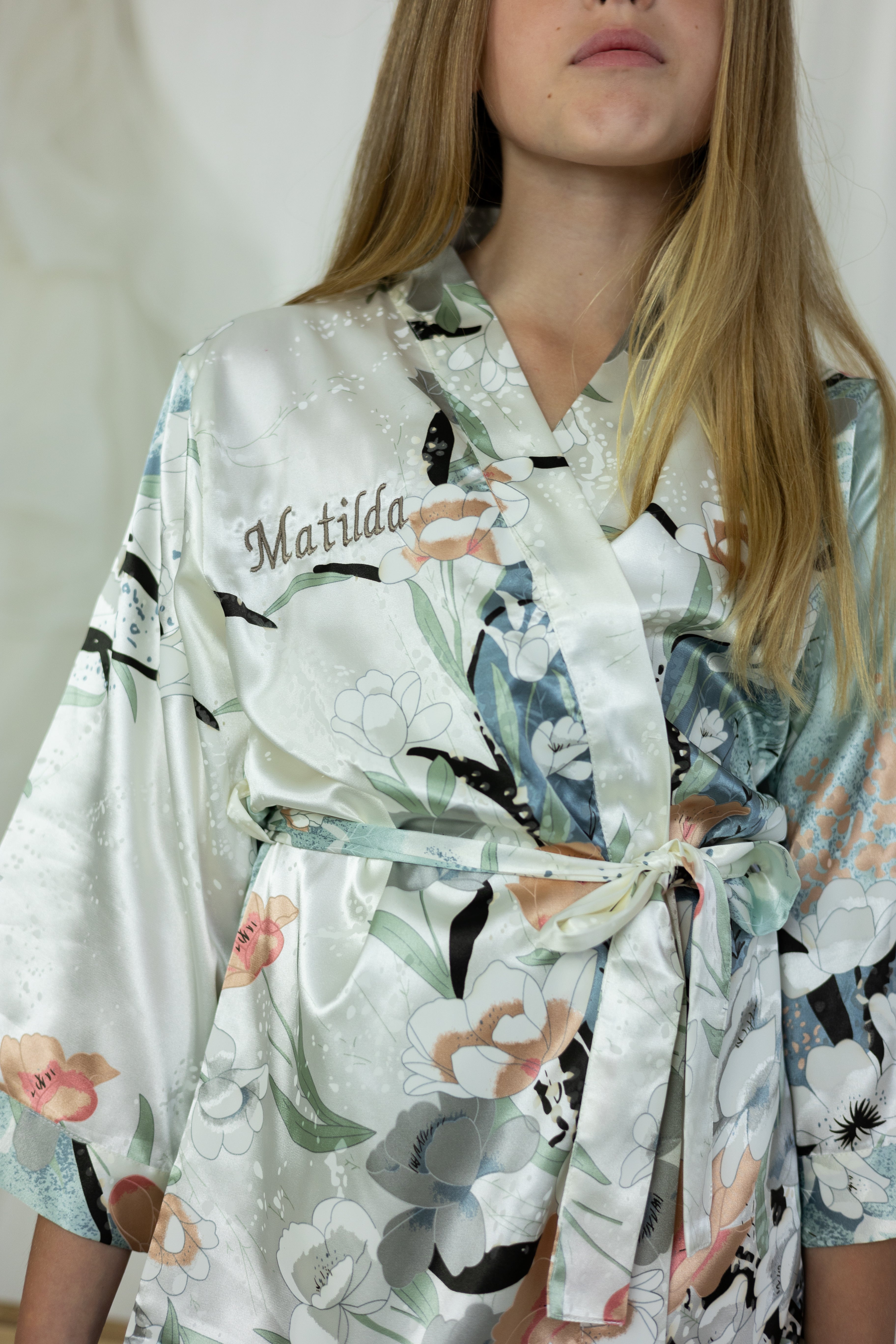 Girls Mini Blossom Kimono Dressing Gown