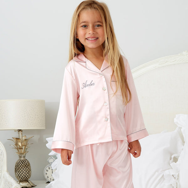 Girl's Pink Silky Satin Pyjama's