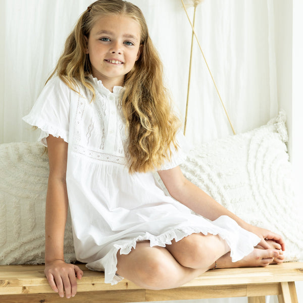 Girl's White Polo Cotton Dress