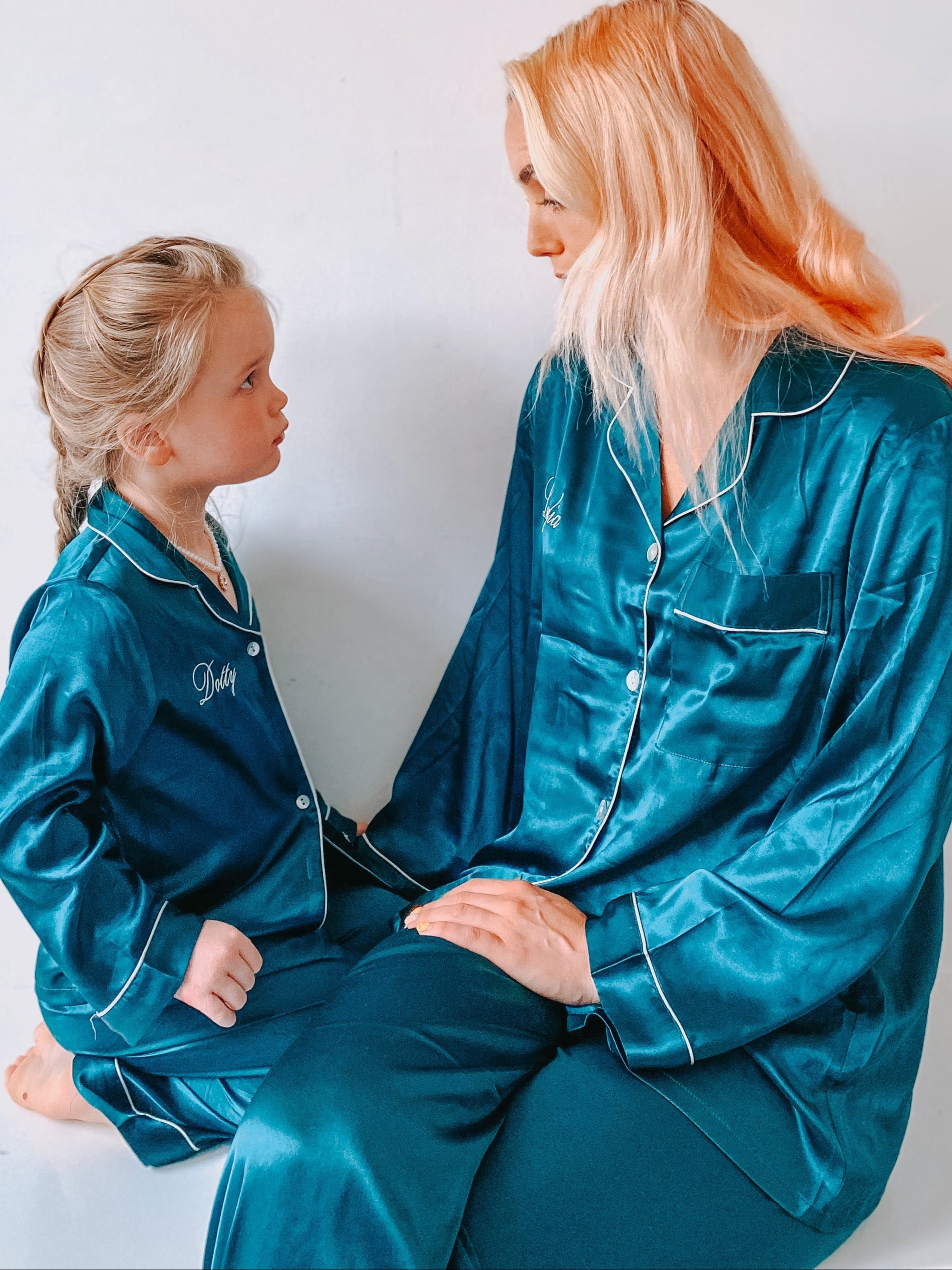 Girl's Emerald Silky Satin Pyjamas