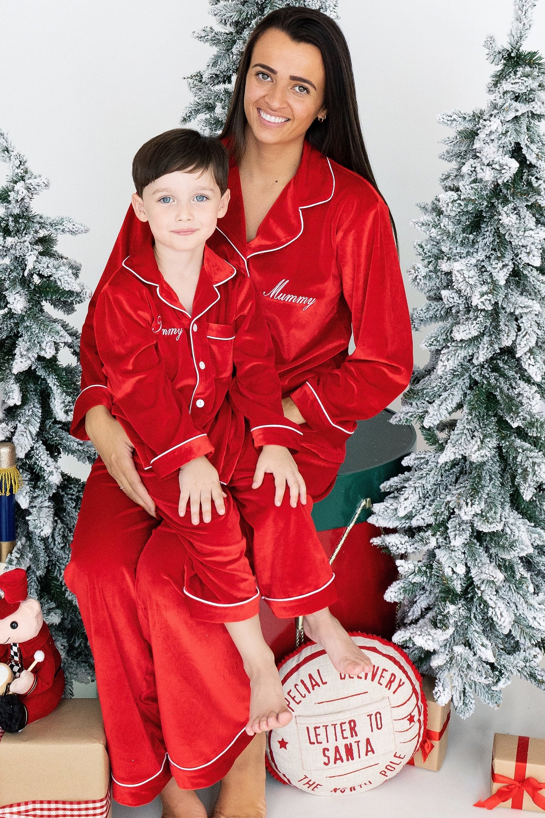 Boy's Red Velvet Christmas Pyjamas