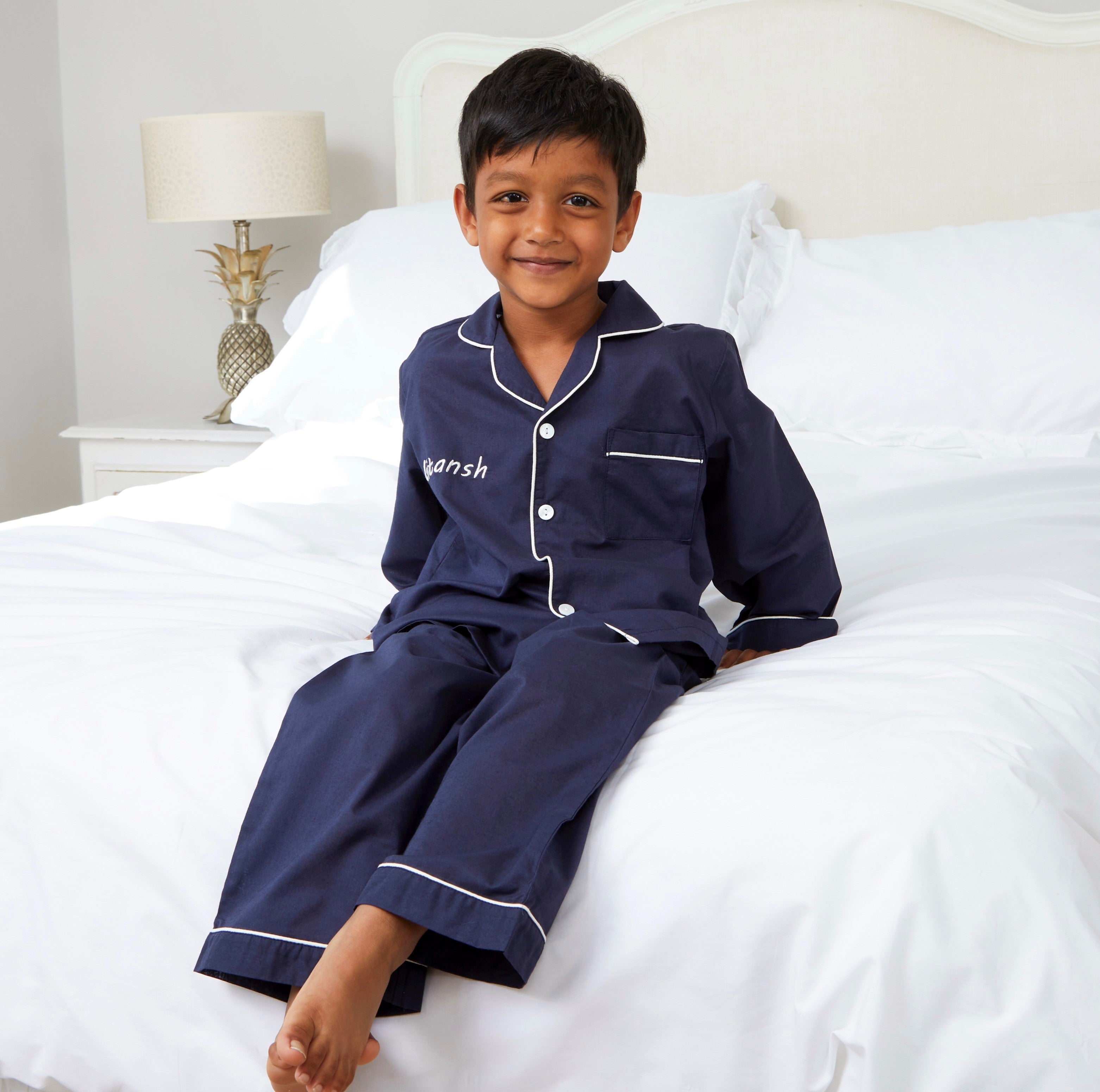 Men's Navy Cotton Pyjamas