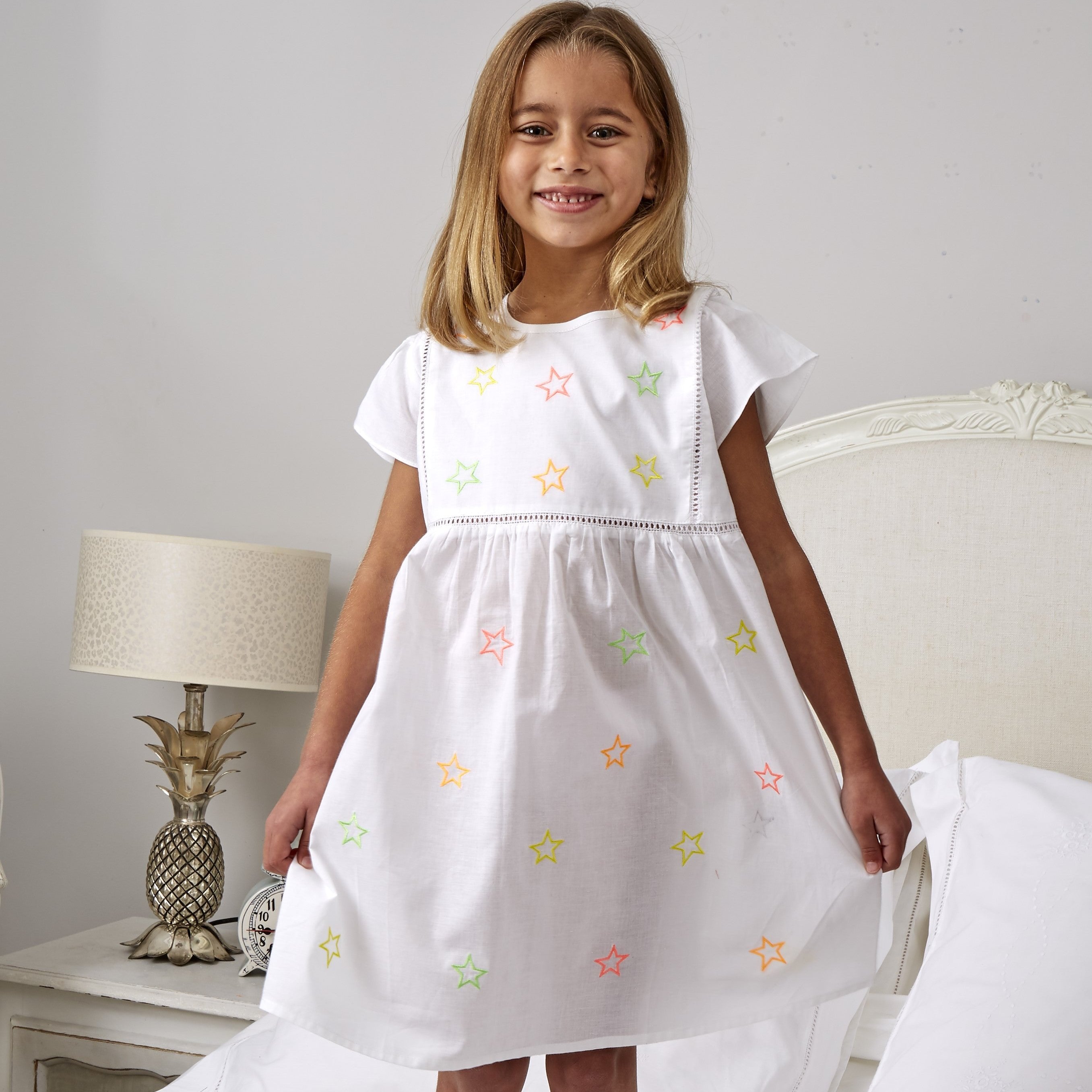 Girl's Neon Stars Cotton Dress