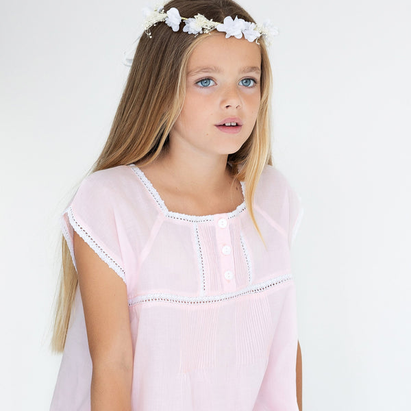 Girl's Pink Cotton Pyjamas