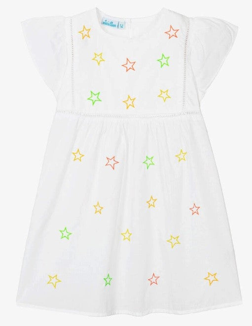 Girl's Neon Stars Cotton Dress
