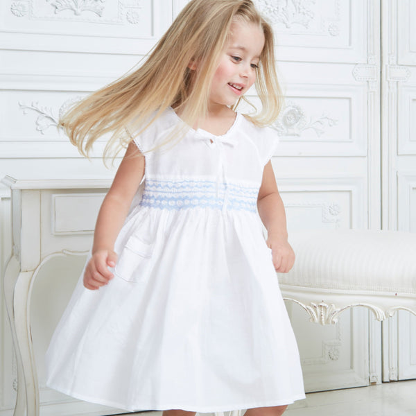 Girl's Vintage Smocked Pocket Dress