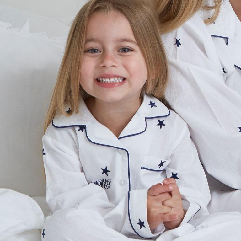 Girl's Cotton Navy Star Pyjamas