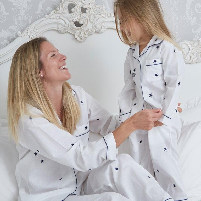 Girl's Cotton Navy Star Pyjamas