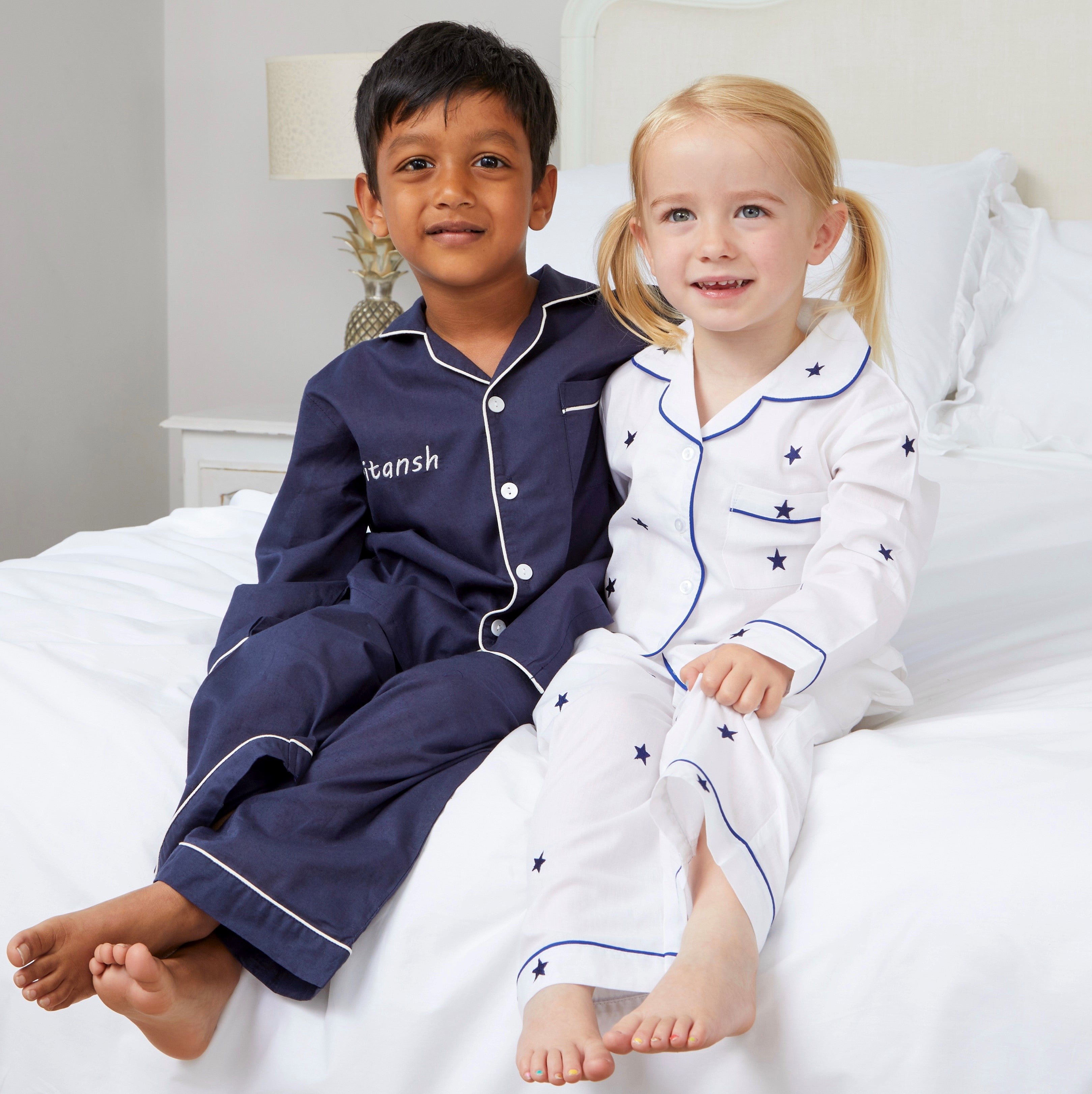 Women's Star Embroidered Cotton Pyjamas