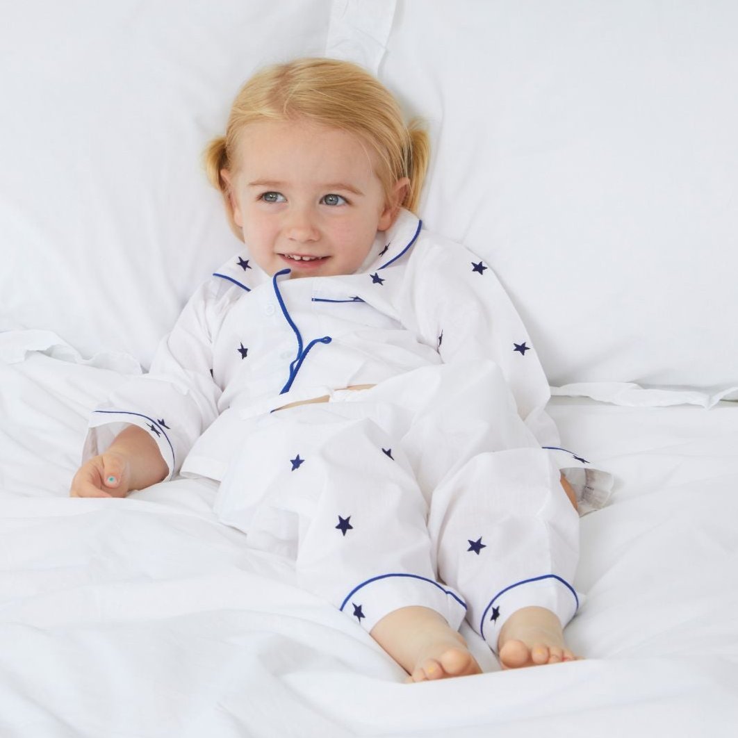 Girl's Cotton Navy Star Pyjamas – Mini Lunn