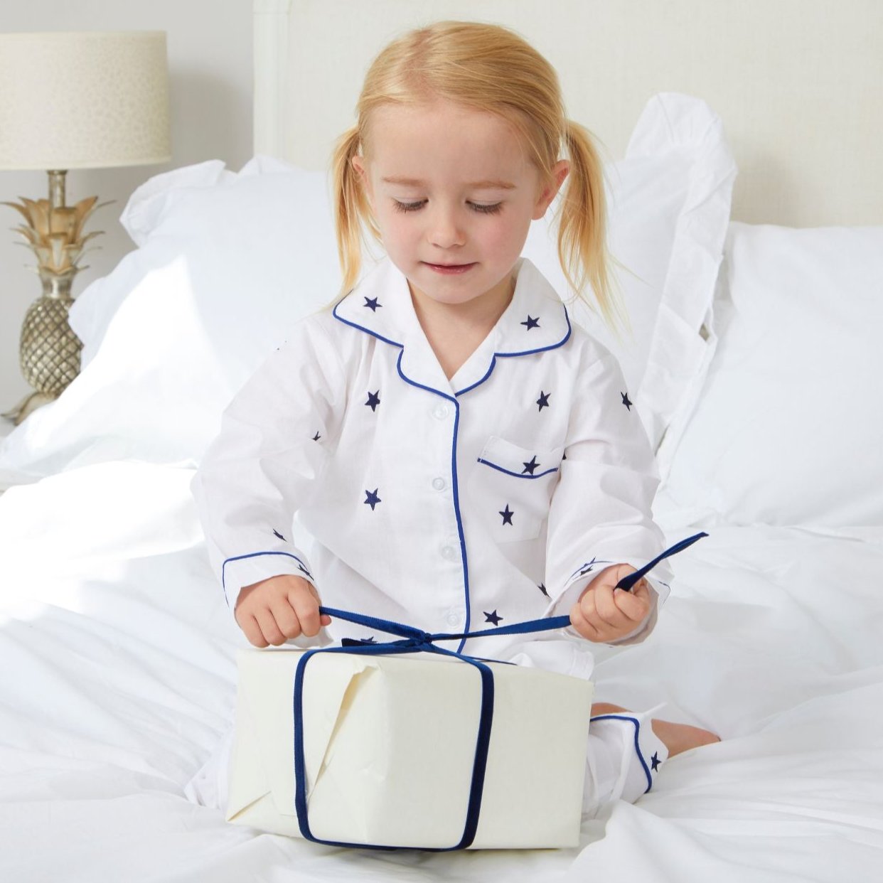 Girl's Cotton Navy Star Pyjamas