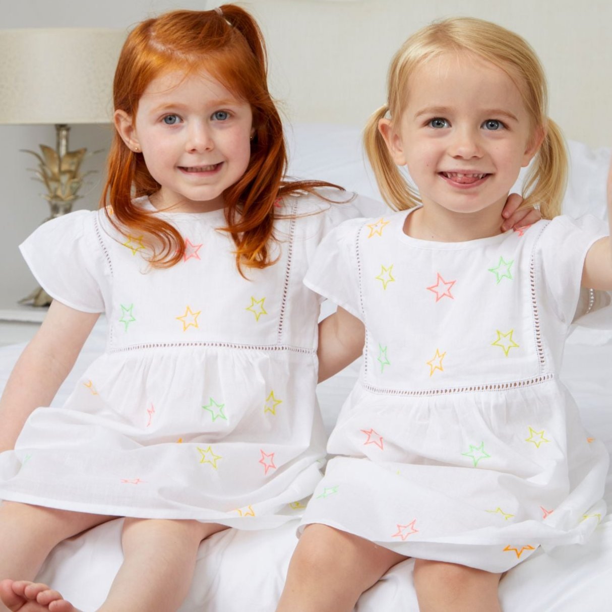 Girl's Neon Stars Cotton Dress