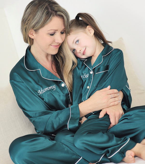 Women's Emerald Silky Satin Pyjamas