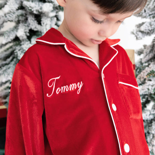 Boy's Red Velvet Christmas Pyjamas