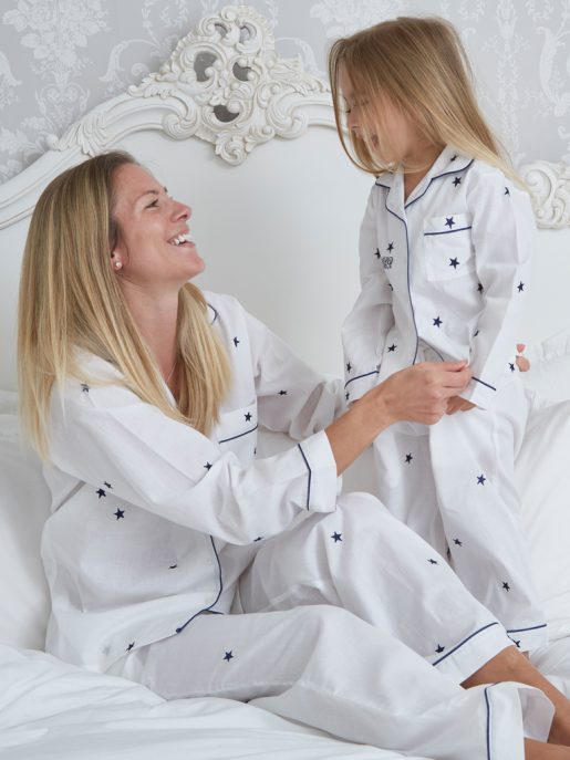 Women's Star Embroidered Cotton Pyjamas