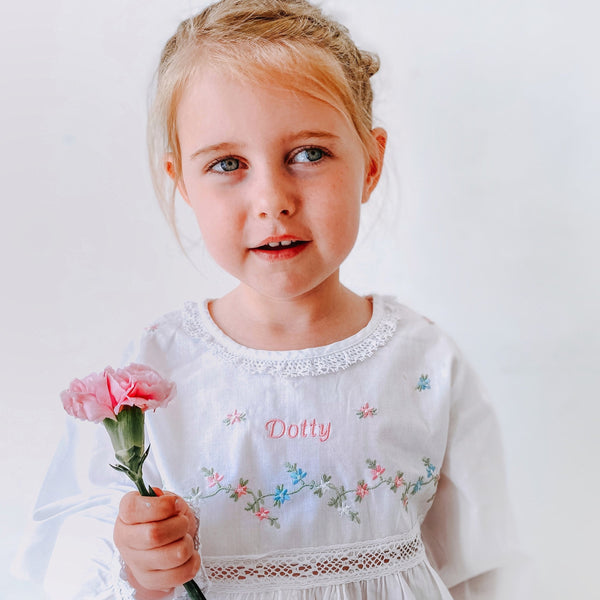 Girl's Floral Embroidered Pyjamas