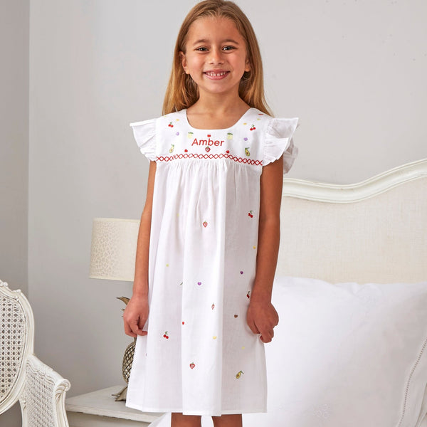 Girl's Cotton Embroidered Fruits Dress