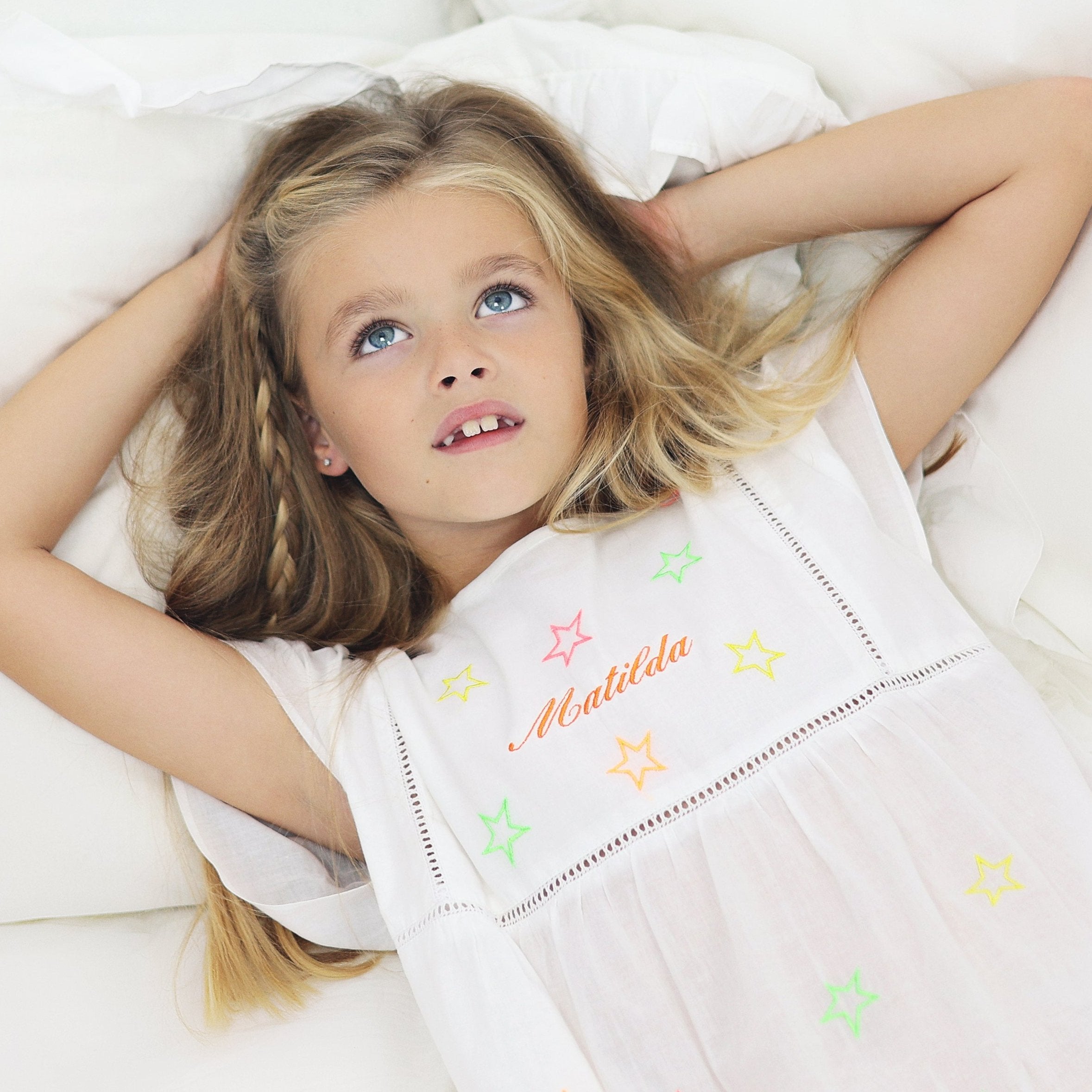 Girl's Neon Stars Cotton Dress