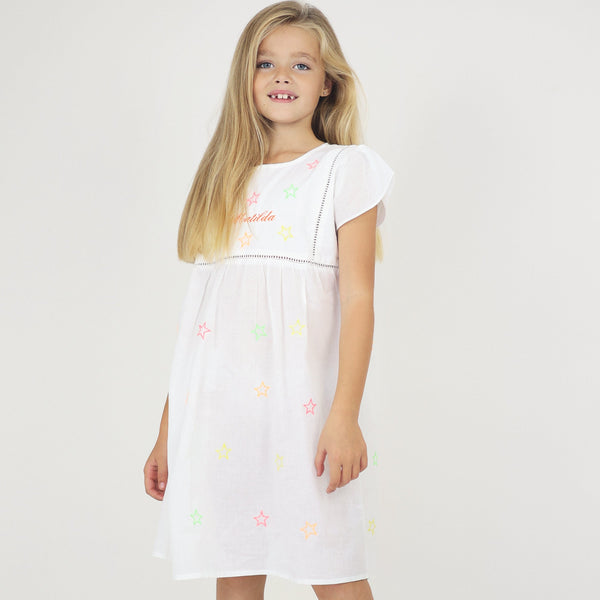Girl's Neon Stars Cotton Dress